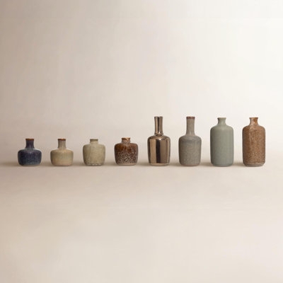 Bud Vases Reactive Glaze Varied Silhouettes Miniature Scale Set