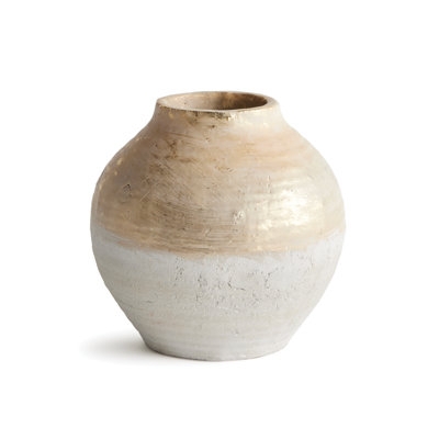 Bulbous Decorative Jar with Two-Tone Metallic Sheen and Ribbing