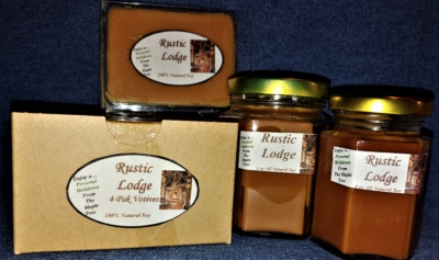 Cabin Style Soy Candle Set with Caramel Wax and Gold Lids
