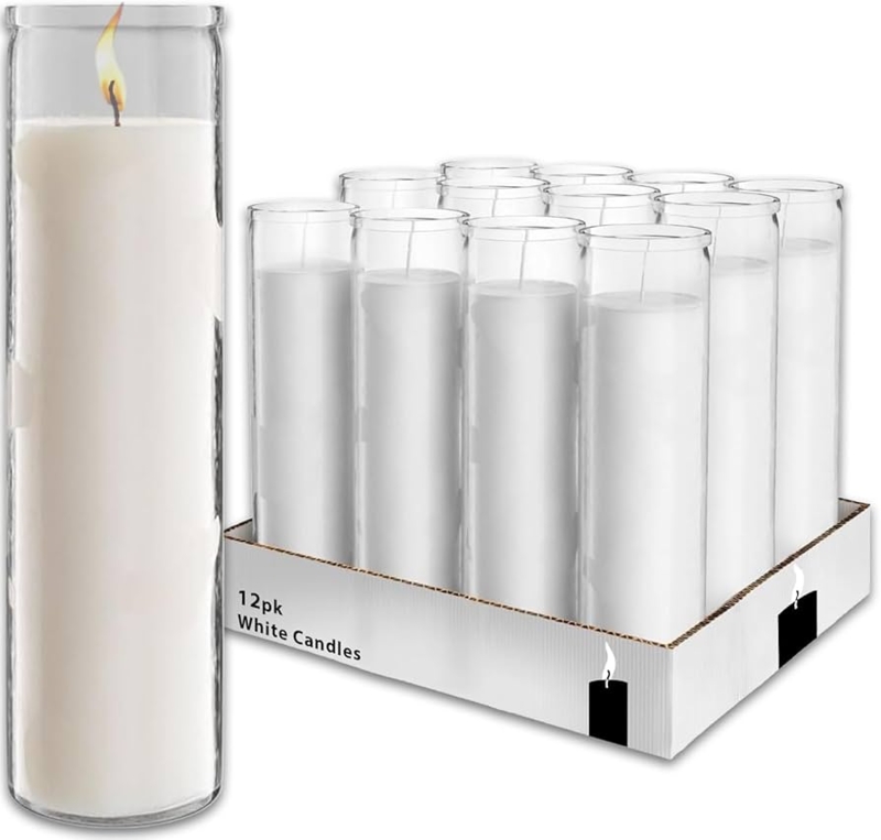Candle Bulk White Glass Cylinder Prayer Set