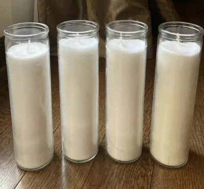 Candle Tall Glass Cylinder Minimalist White Wax