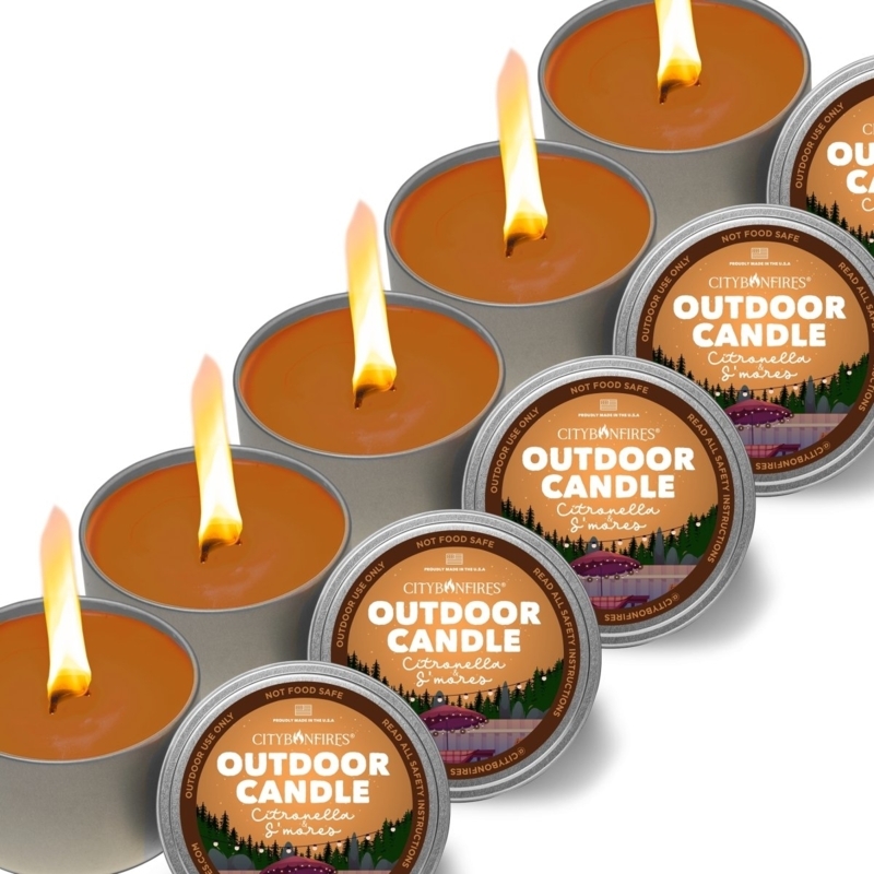 Candle: Wide Wick Citronella Scent in Portable Metal Tin Canister
