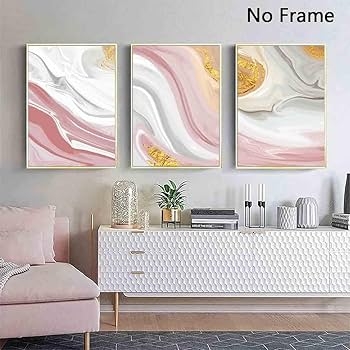 Canvas Print Set: Triptych, Fluid Art Marble Look, Luxury Gold Foil.