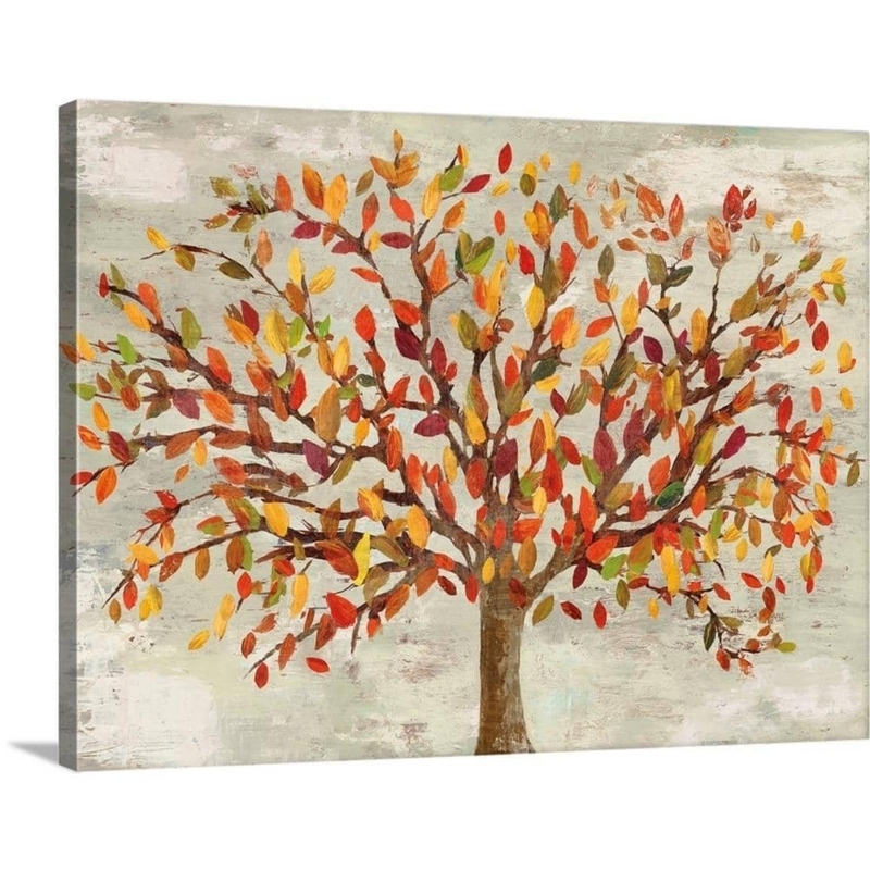 Canvas Wall Art Impressionistic Fall Landscape with Multi Colored Leaves
