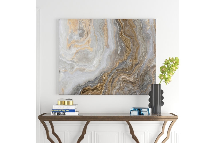 Canvas Wall Art Marbled Texture Metallic Gold | Chic Glam Entryway