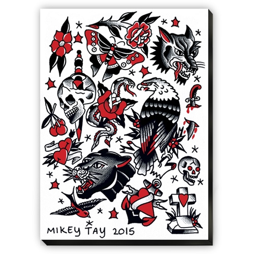 Canvas Wall Art Mikey Tay Signature American Traditional Tattoo Flash