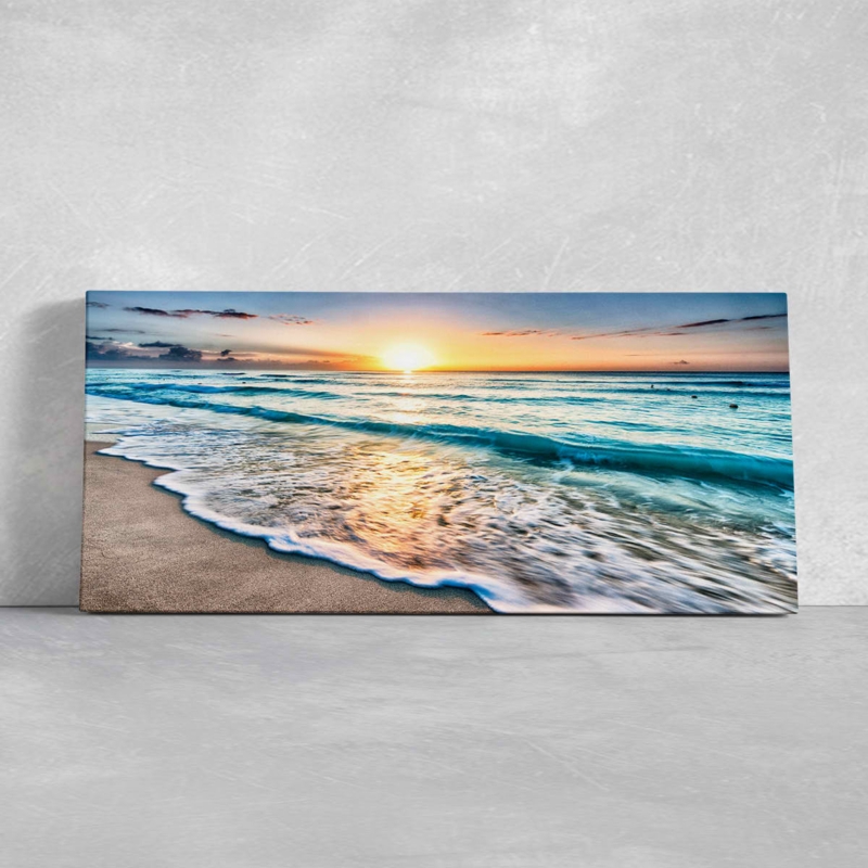 Canvas Wall Art Panoramic Ocean Sunrise Extra Wide Sunburst