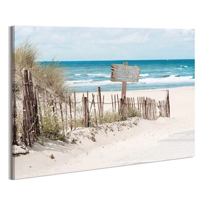 Canvas Wall Art Rustic Weathered Fence Beach Sign Gallery Wrapped