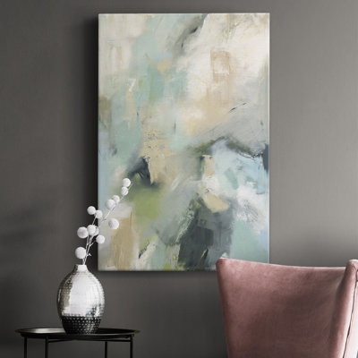 Canvas Wall Art: Sage Green Palette, Abstract Brushwork, Modern Style