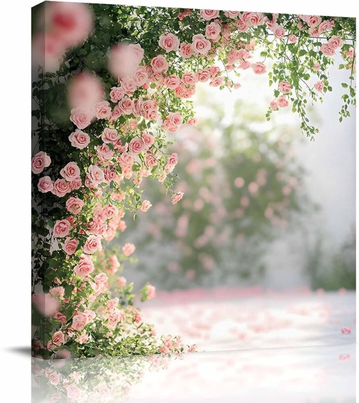 Canvas Wall Art, Soft Focus Pink Climbing Roses