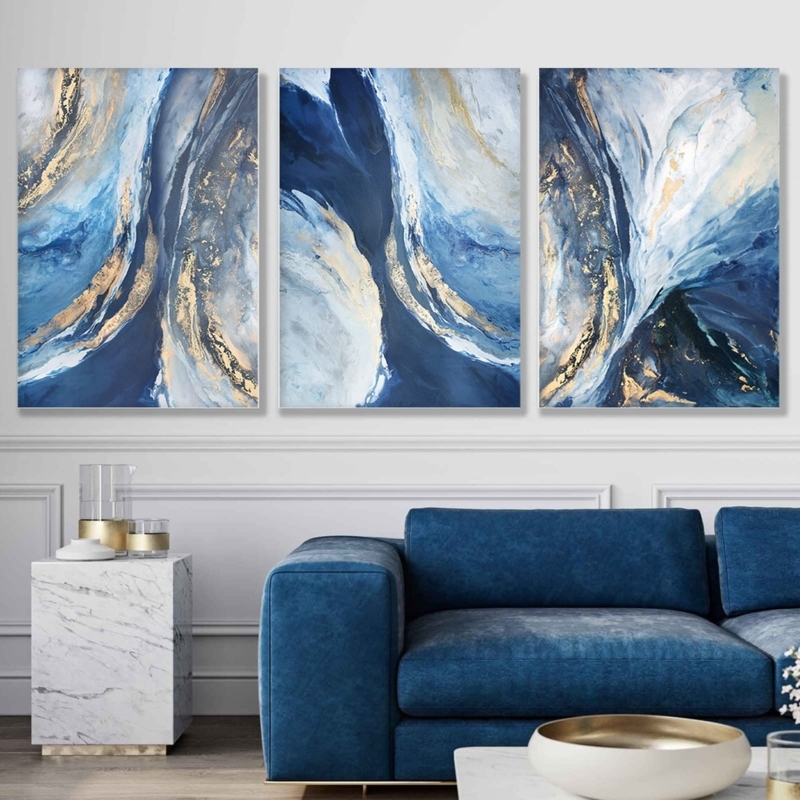Canvas Wall Art Triptych: Modern Glam Marble Texture Prints