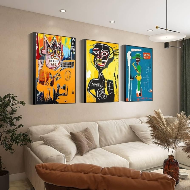 Canvas Wall Art Triptych Neo-Expressionist Style Bold Urban Prints