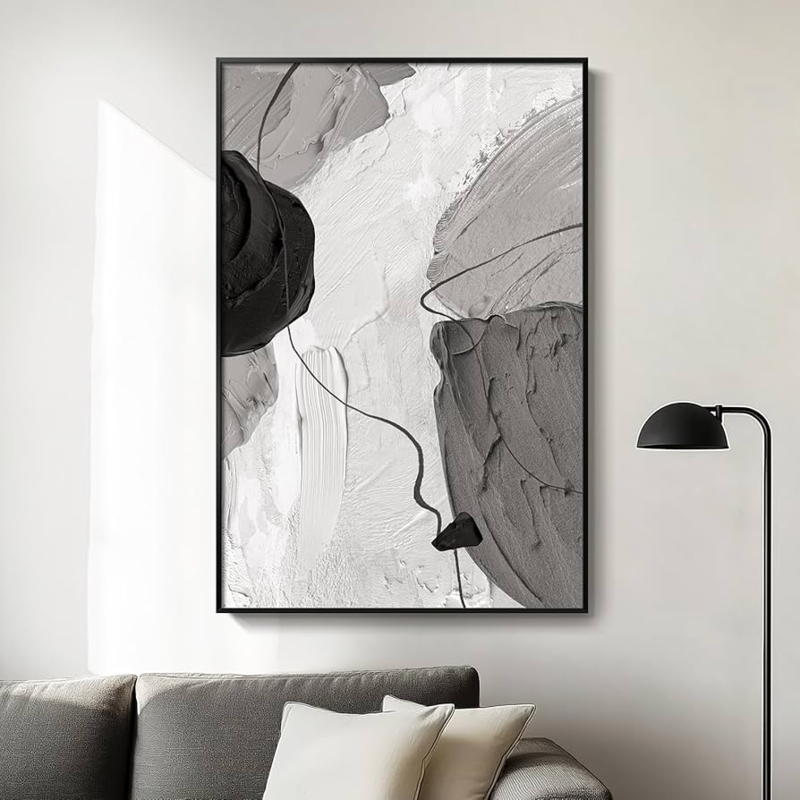 Canvas Wall Art: Vertical Abstract with Thick Brushstrokes Texture