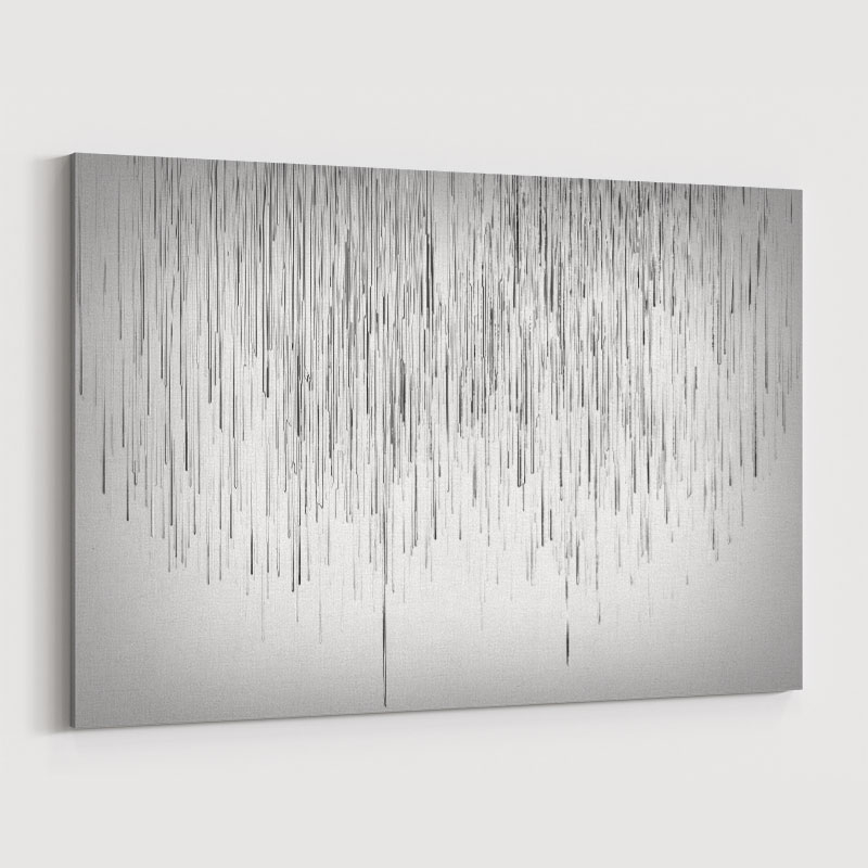 Canvas Wall Art Vertical Drip Pattern Metallic Silver Tones