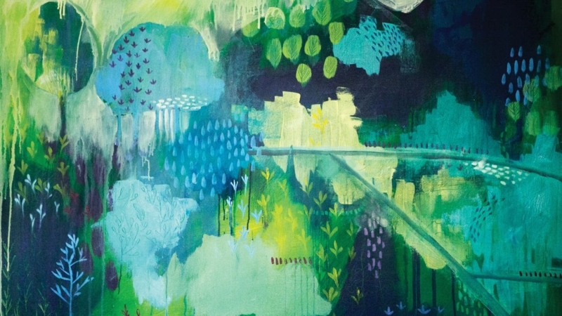 Canvas Wall Art with Abstract Botanical Forms and Layered Brushwork
