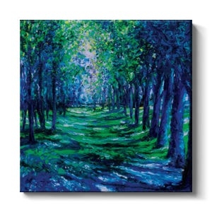 Canvas Wall Art with Forest Path Motif and Painterly Texture