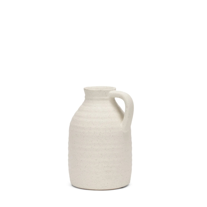 Ceramic Vase Jug Silhouette Ribbed Texture Speckled Stoneware Vase