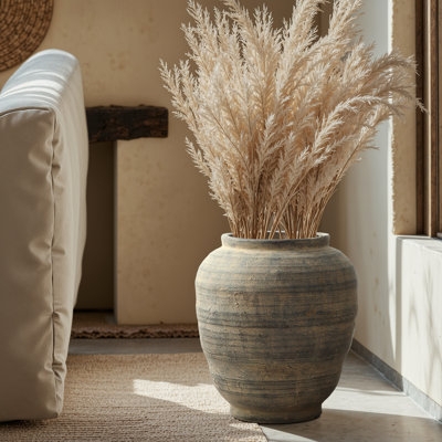 Ceramic Vase Large Rustic Wabi Sabi Weathered Ribbed Texture