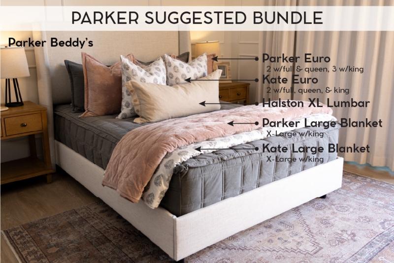 Charcoal Gray Zipper Bedding Set with Layered Quilted Pillows