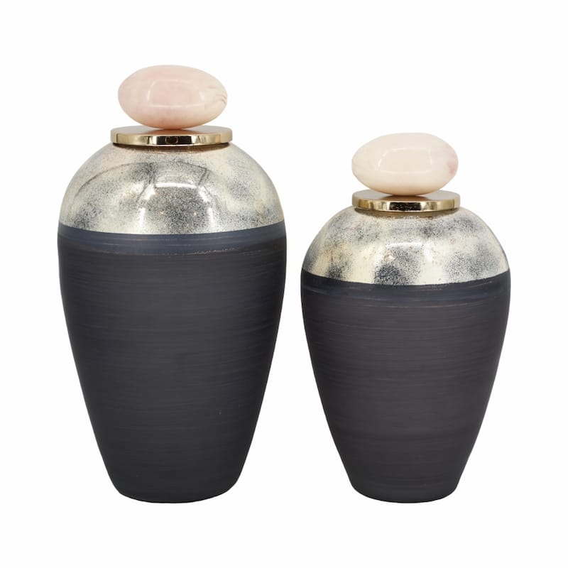 Charcoal Jar Set: Metallic Speckle, Two-Tone Glass, Resin Topper