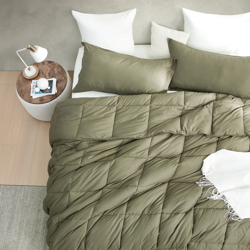 Cloud-Like Bamboo Comforter in Burnt Olive with Oversized Drape