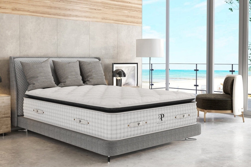 Coastal Style Pillow Top Mattress Gray Upholstered Bed