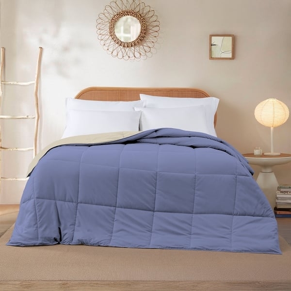 Comforter Reversible Grey and White with Box-Stitch Quilting