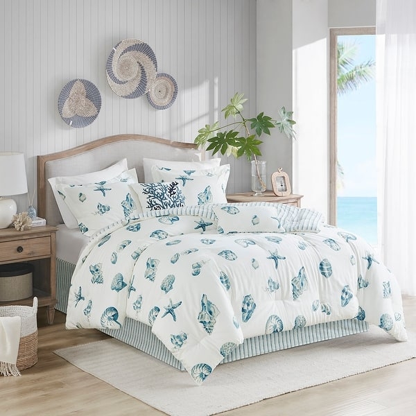 Comforter Set Box Stitch Quilted with Dusty Blue Hue