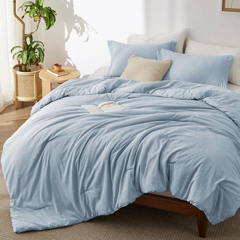 Comforter Set Cationic Dyed Fabric in Light Blue Bedroom