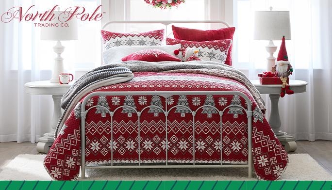 Comforter Set Fair Isle Pattern Snowflake Motif Farmhouse Style
