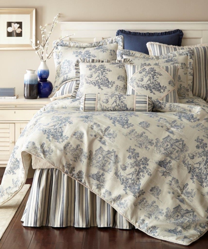 Comforter Set including Pleated Bedskirt French Country Styling
