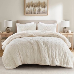 Comforter Set Ivory Cable Knit Chenille 3D Texture Cozy Cottagecore