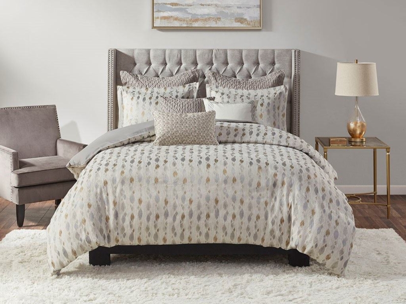 Comforter Set Quilted Linen Like Fabric Warm Neutral Transitional