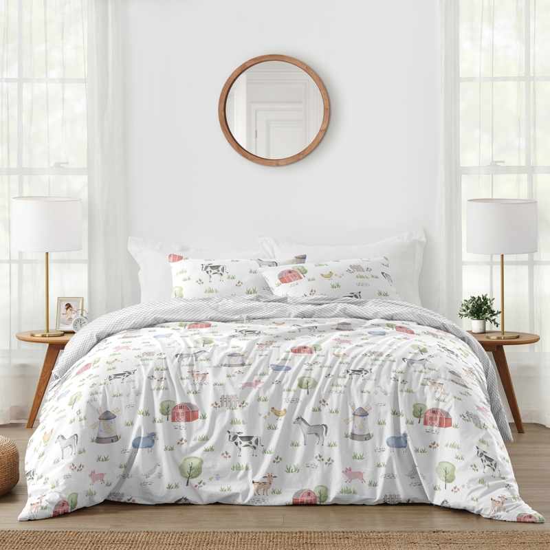 Comforter Set Stylized Animal Silhouettes Rustic Farmhouse Kids Bedding