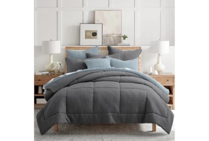 Comforter Set Waffle Weave Charcoal Grey Modern Rustic Bedroom Ideas