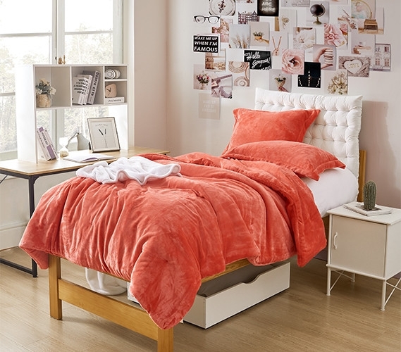 Comforter Ultra-Plush Shag Living Coral, Shaggy Faux Fur Comforter Set