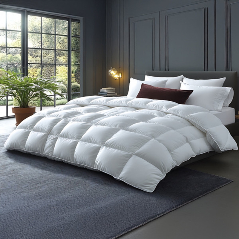 Comforter White Baffle Box Stitching High Loft Hotel Luxury