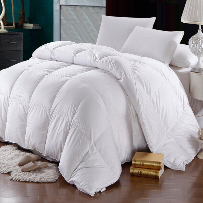 Comforter White Goose Down Box Stitch Quilting High Loft Minimalist
