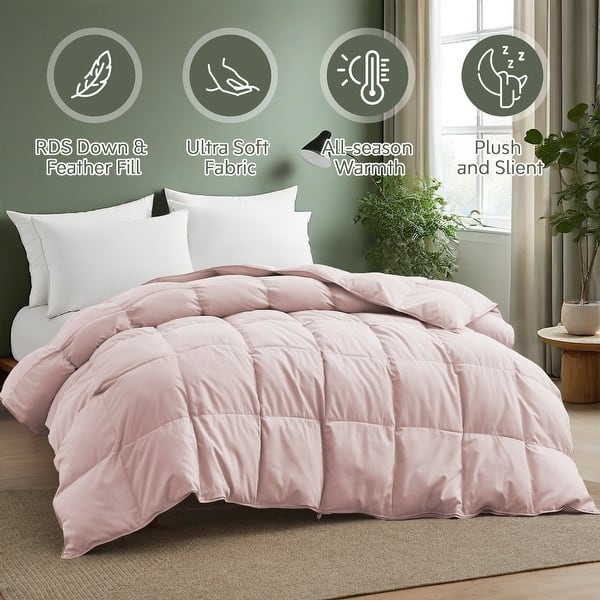 Comforter with Baffle Box Stitching: White Baffle Box Comforter Styling
