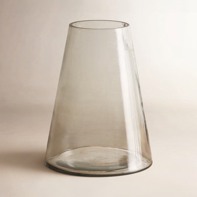 Cone Shaped Glass Vase Smoky Grey Tapered Minimalist Decor
