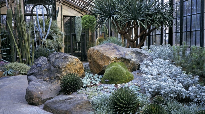 Conservatory Garden, Architectural Silver Foliage, Large Boulders