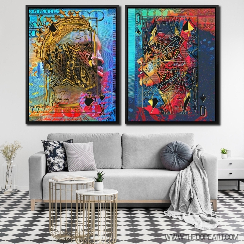 Contemporary Pop Art Wall Decor, Oversized King Queen Canvas Set