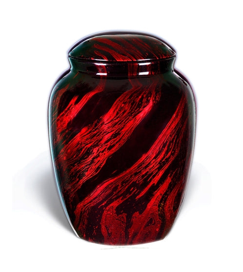 Cremation Urn Marbled Finish Glossy Fiberglass Adult Funeral Vessel
