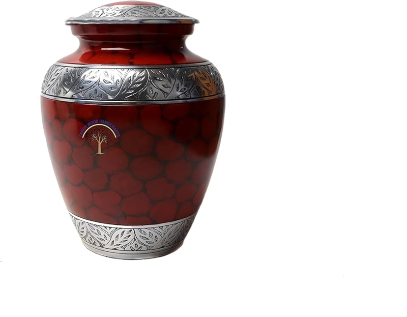 Cremation Urn Pebble Pattern Silver Leaf Engraving Memorial