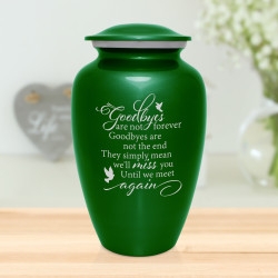 Cremation Urn Shamrock Green Bird Motifs Inscribed Memorial Text