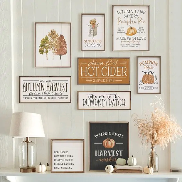 Curated Wall Art Collection featuring Seasonal Graphics and Farmhouse Style