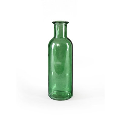 Decorative Bottle, Emerald Green Glass with Apothecary Silhouette
