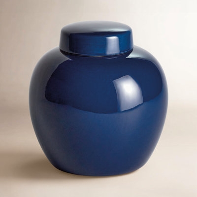 Decorative Jar High Gloss Finish Navy Blue Color Classic Style Accent