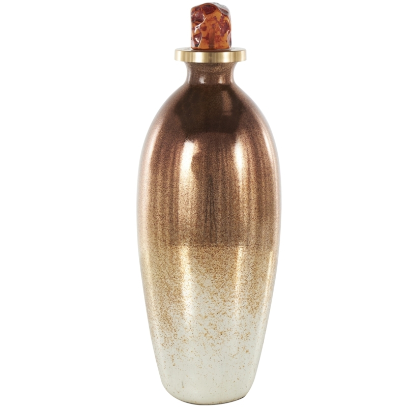 Decorative Jar Speckled Ombre Copper Beige Textured Knob Glam Style