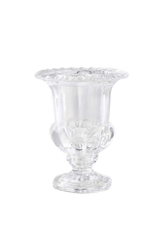Decorative Urn: Classic Clear Glass with Scalloped Rim & Pedestal Base